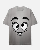 Men's Gradient Design Funny Face Printed Casual Big Size Short Sleeve T-shirt